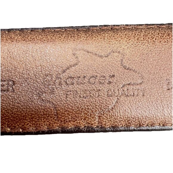 Chaucer Belt Glove Leather Dress Mens Sz 34 Brown Silver Buckle 1" Wide USA VTG - Picture 9 of 12